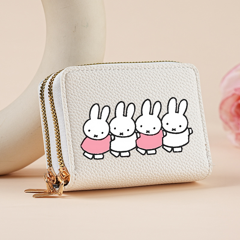 Key Holder Leather Pouch - Krótki portfel damski z króliczkiem Miffy,