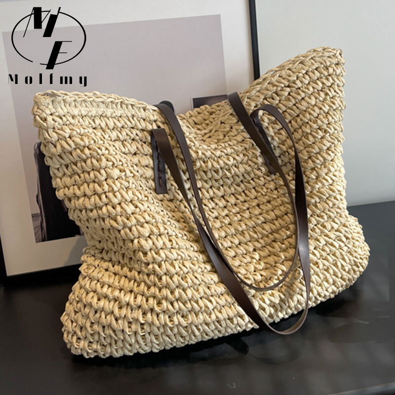 Luxury Bags Shopping - Torby z grubej bawełny ze słomy